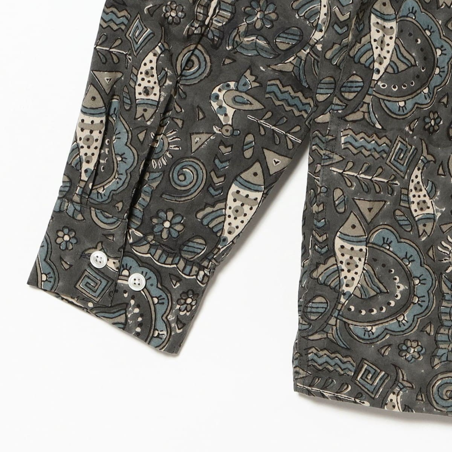 BEAMS+ - Open Collar Block Print Shirt