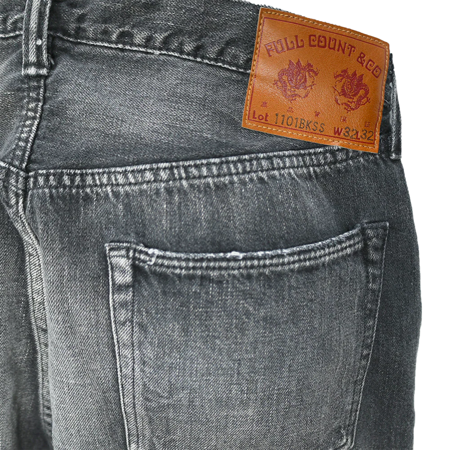 FULL COUNT - 1101BK "Dartford" Black Straight Denim (Super Smooth)