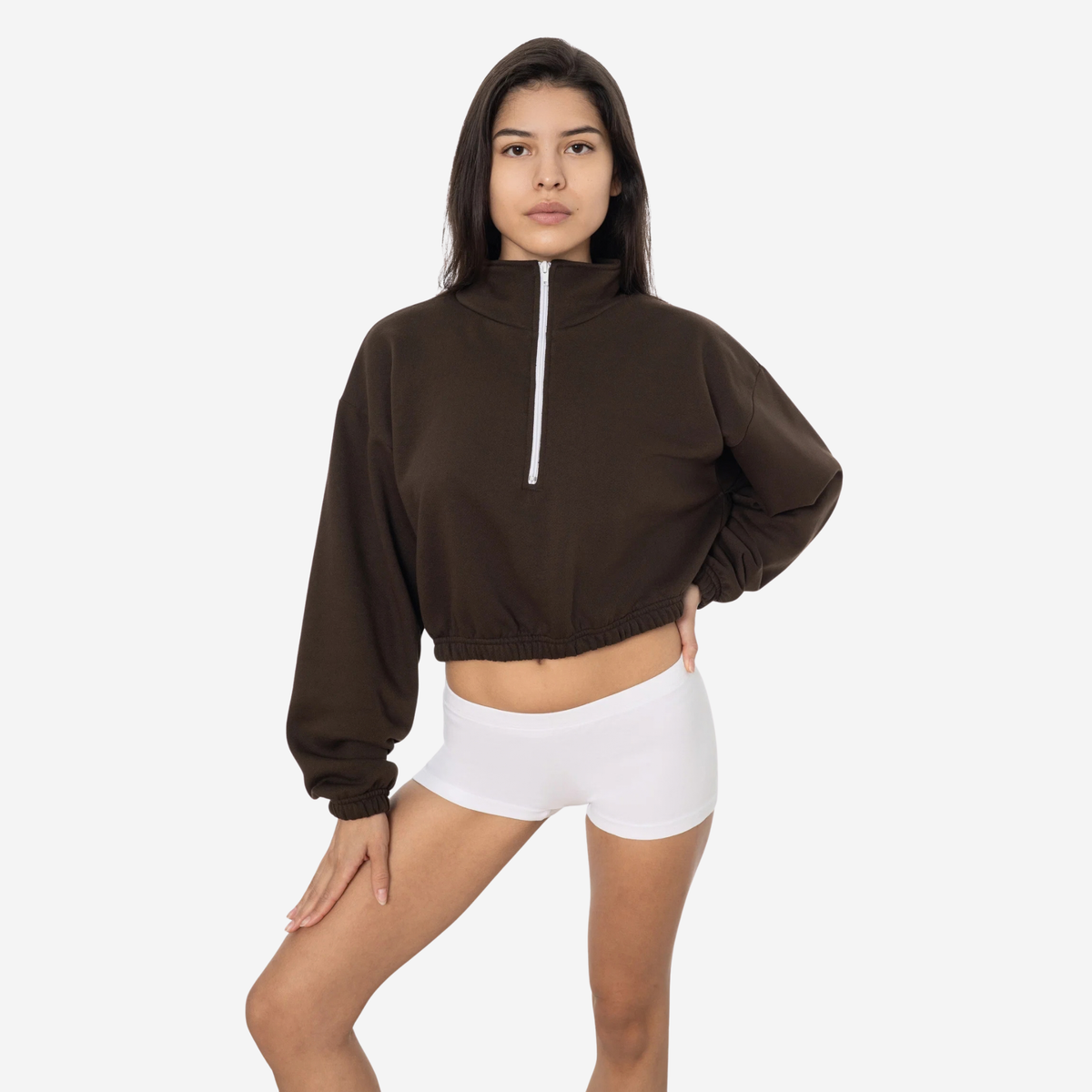 LOS ANGELES APPAREL - W' Flex Fleece Half Zip Crop Pullover