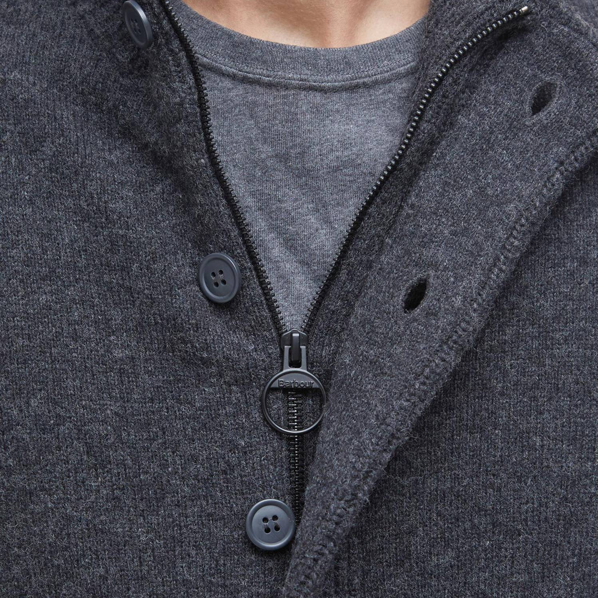 BARBOUR - Essential Elbow Patch Zip Cardigan