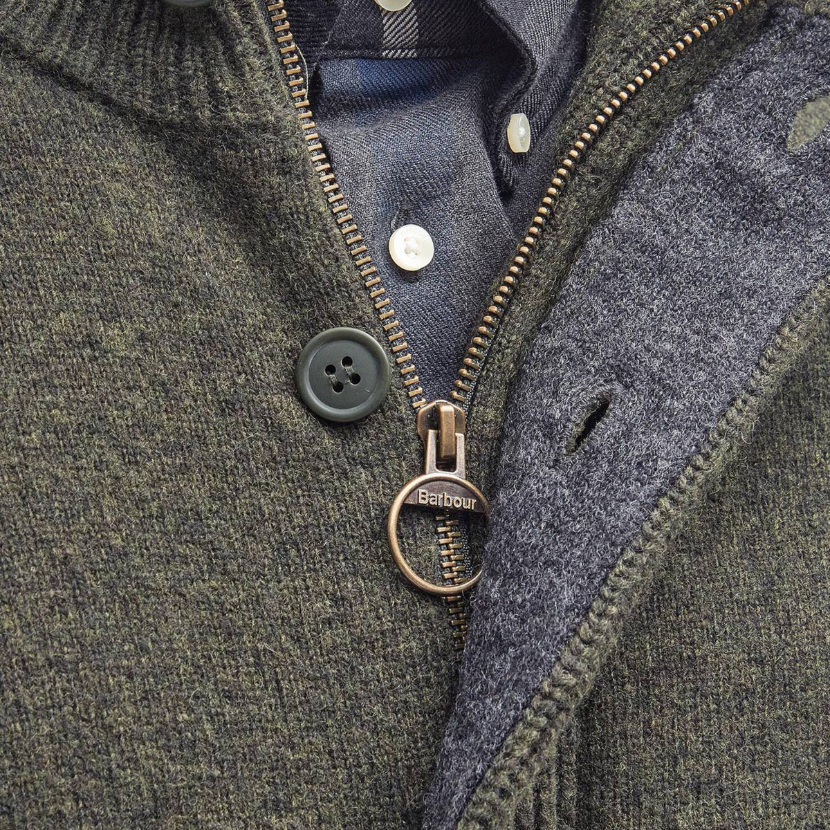 BARBOUR - Essential Elbow Patch Zip Cardigan