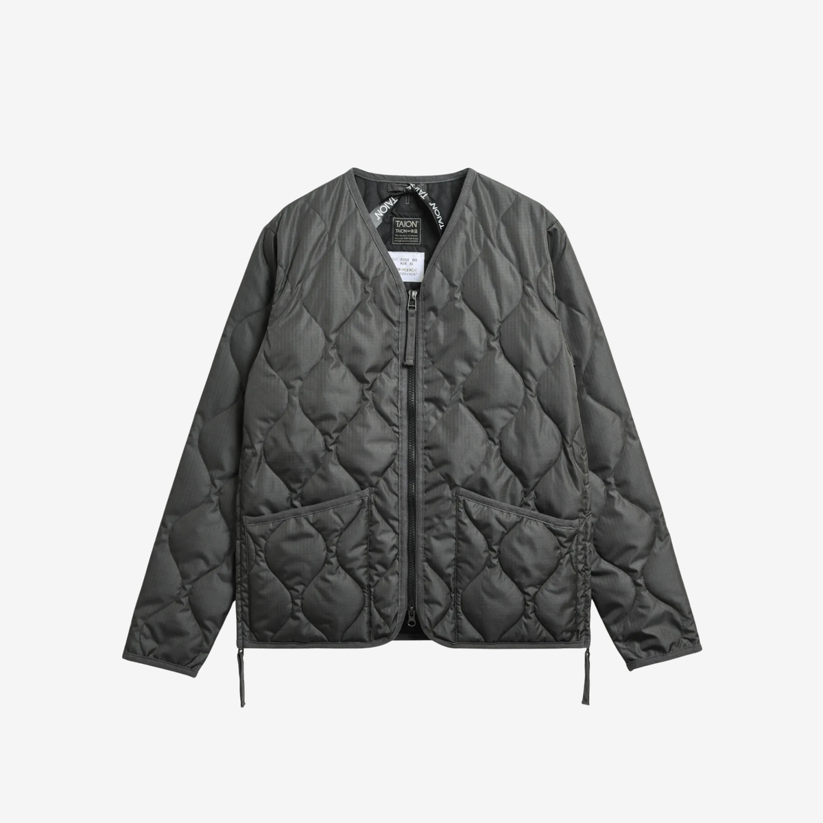 TAION - Military Zip V Neck Down Jacket (Hard Shell)