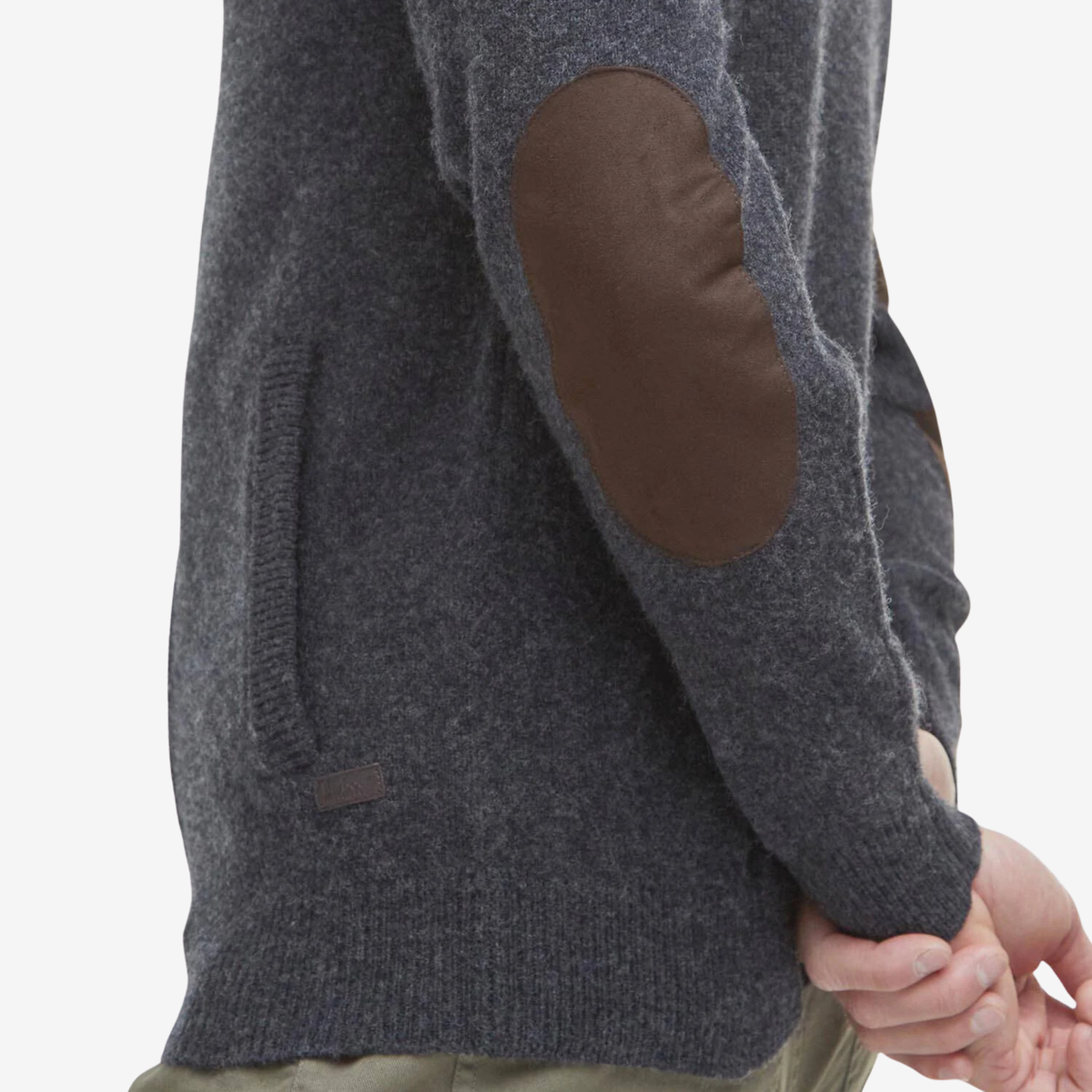 BARBOUR - Essential Elbow Patch Zip Cardigan
