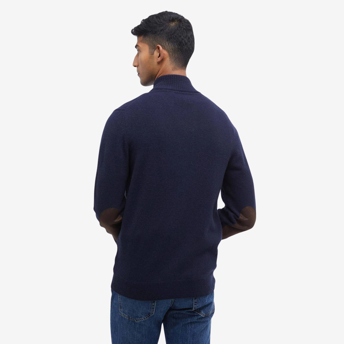BARBOUR - Essential Elbow Patch Zip Cardigan