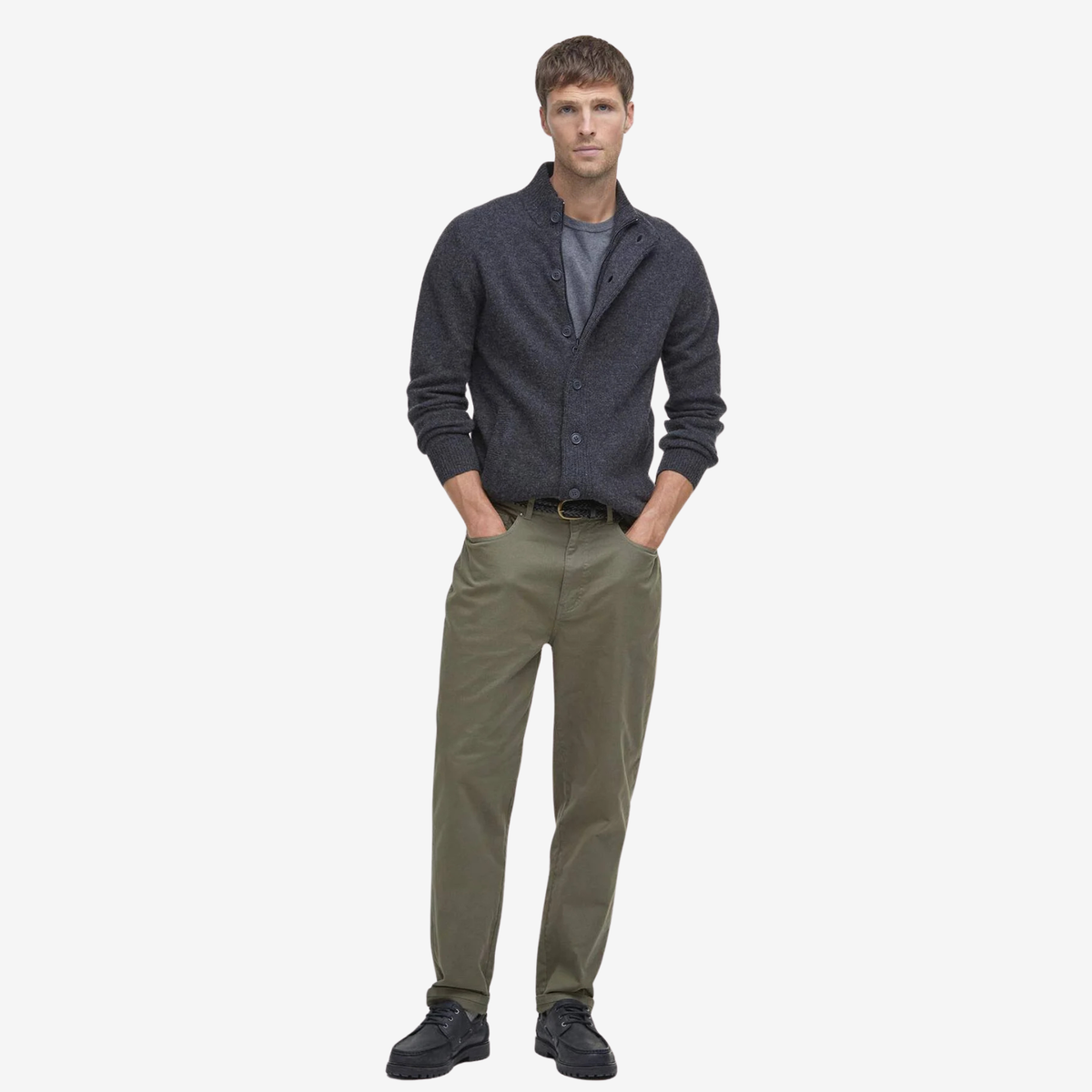 BARBOUR - Essential Elbow Patch Zip Cardigan