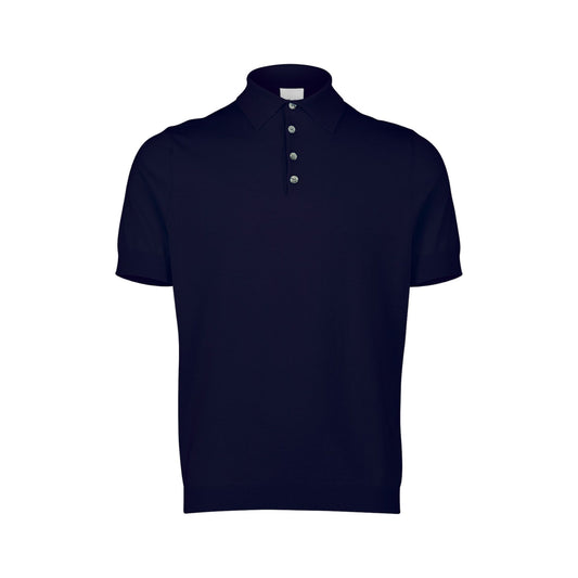 ALLUDE - Flat Knit Polo Sweater Navy