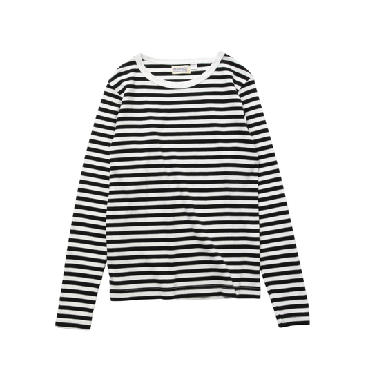 BEAMS BOY - W' L\S O. Rib Knitted Stripe T-Shirt