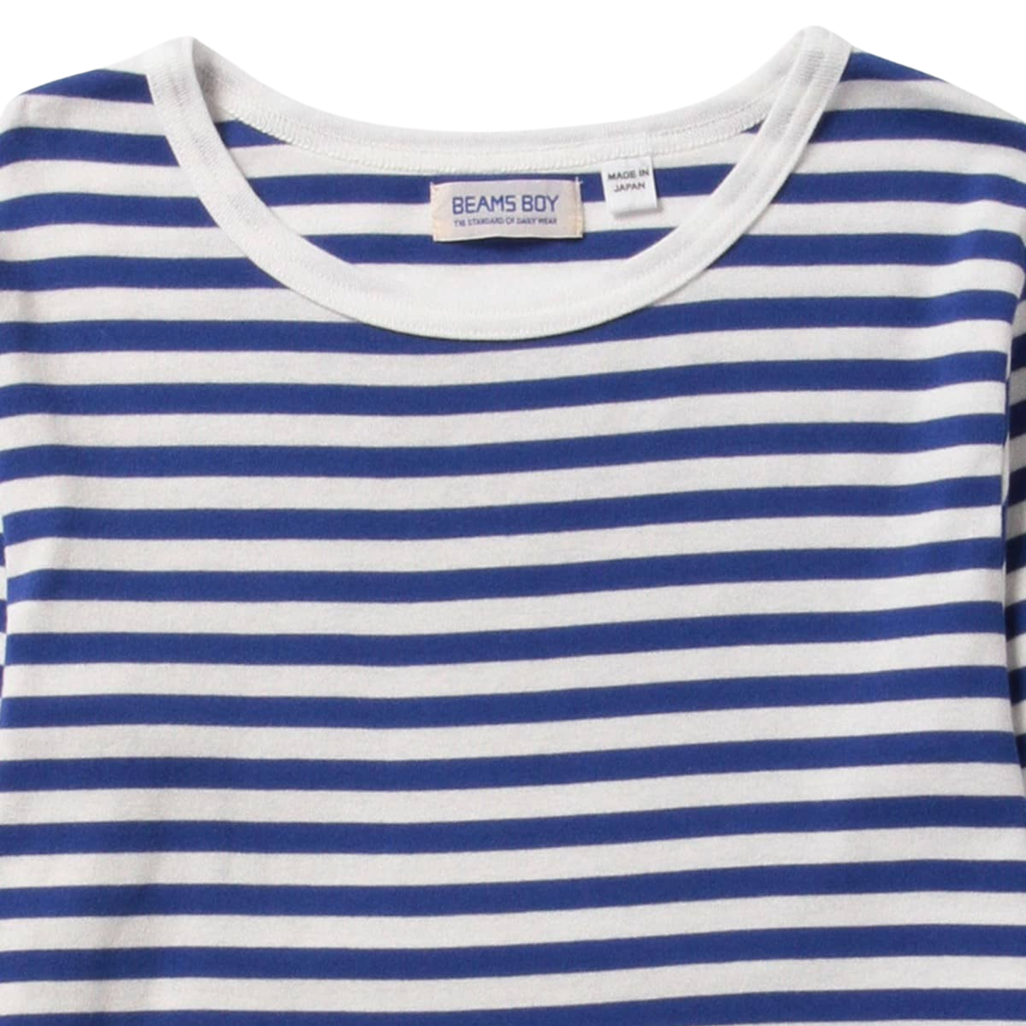 BEAMS BOY - W' L\S Rib Knitted 1cm Stripe T-Shirt