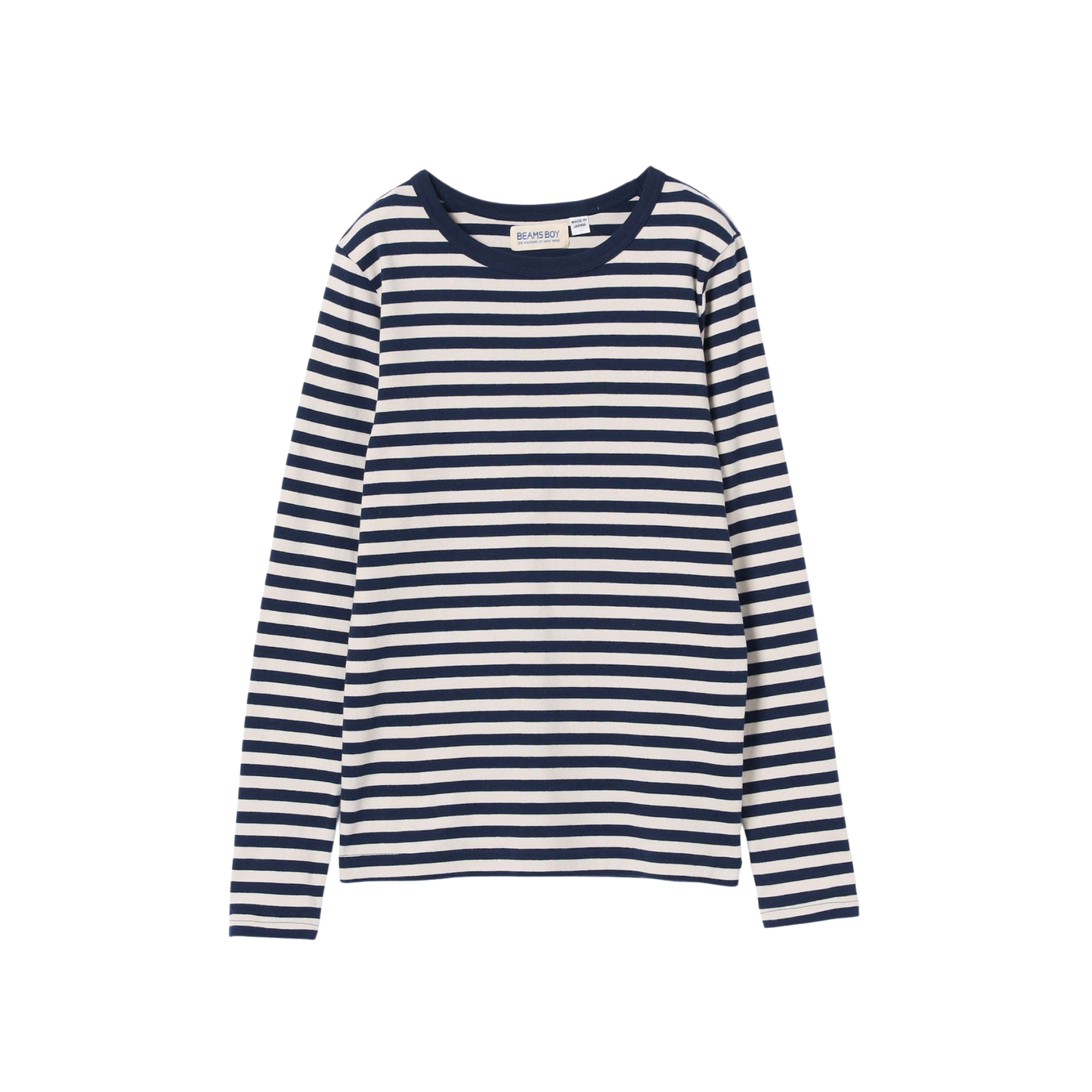 BEAMS BOY - W' L\S Rib Knitted 1cm Stripe T-Shirt