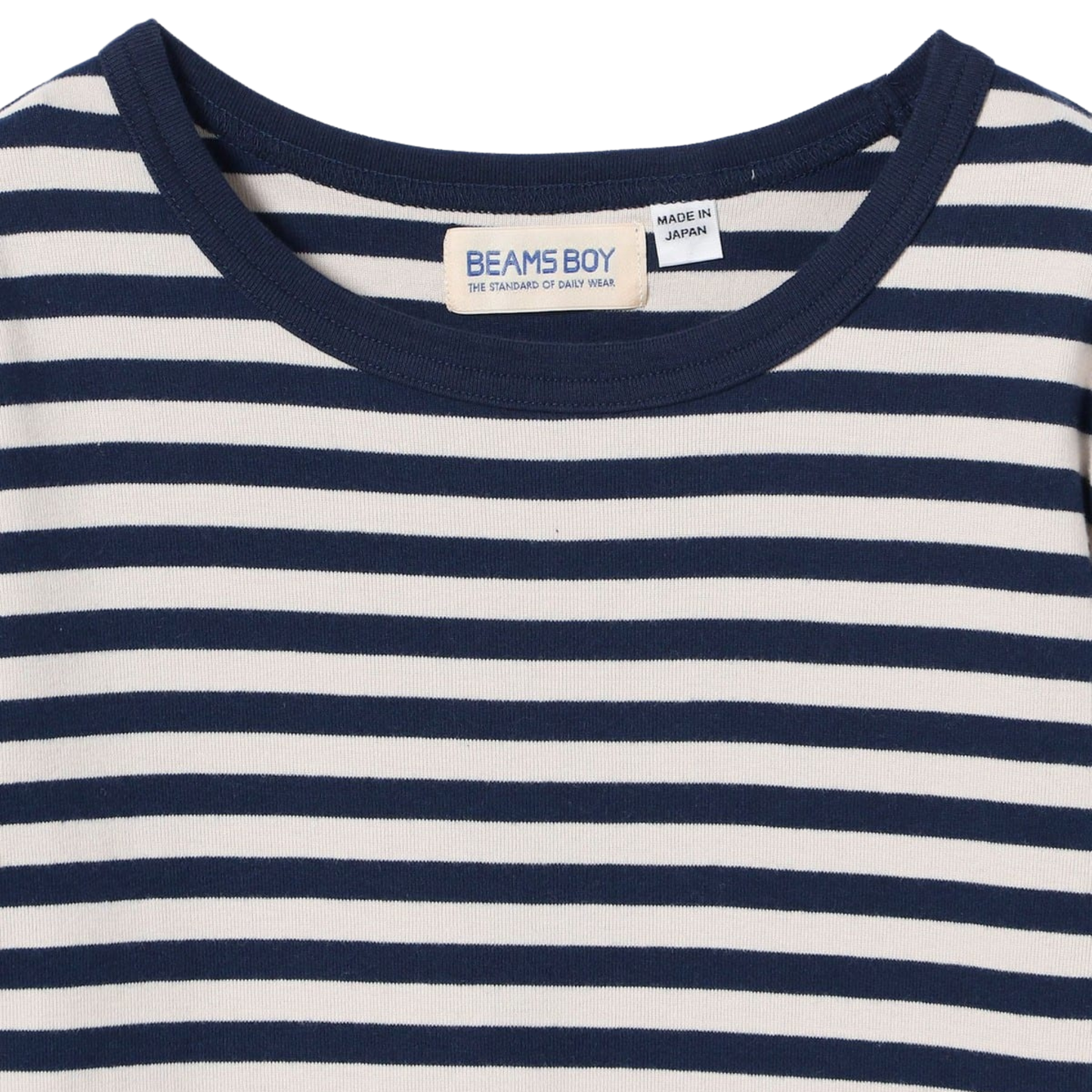 BEAMS BOY - W' L\S Rib Knitted 1cm Stripe T-Shirt
