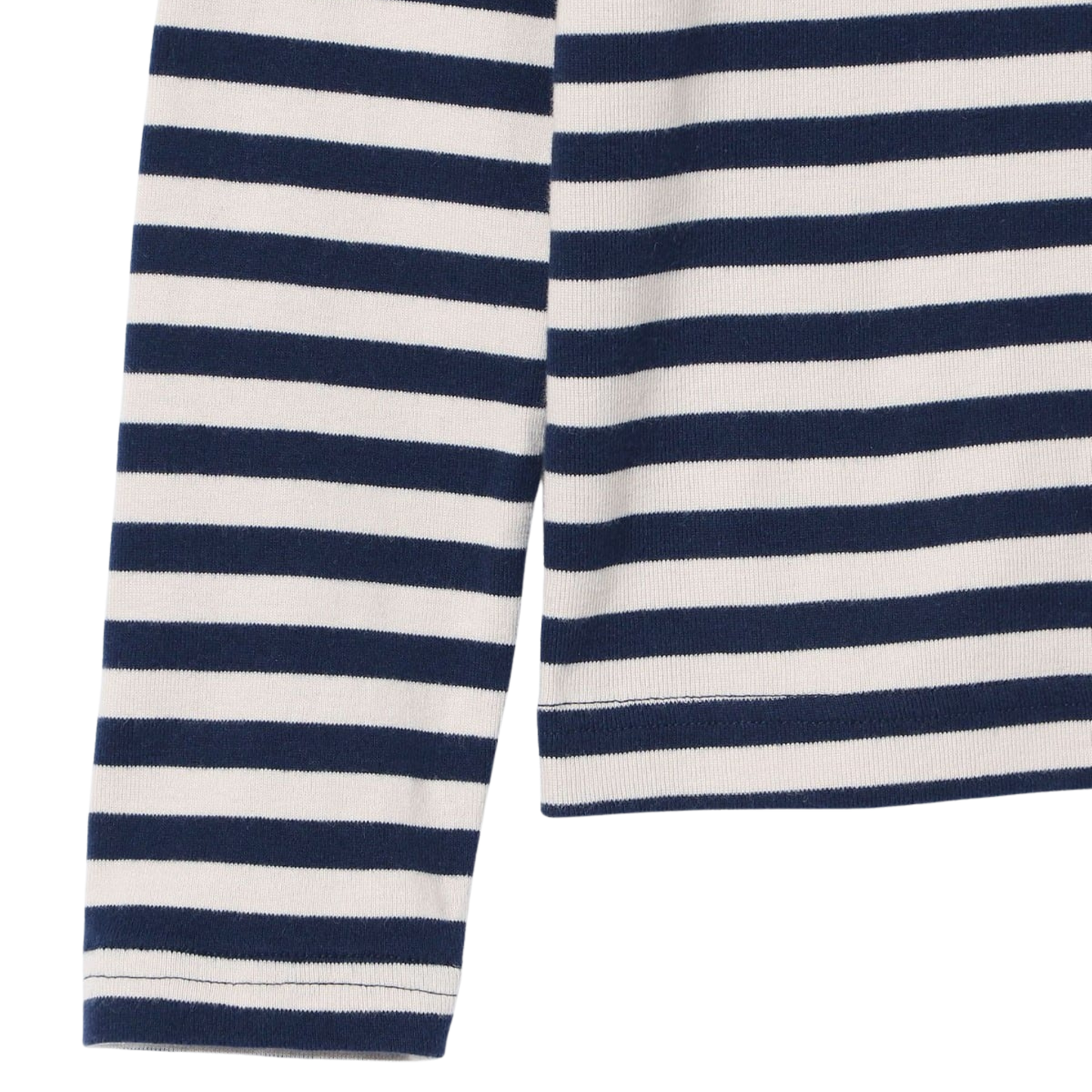 BEAMS BOY - W' L\S Rib Knitted 1cm Stripe T-Shirt
