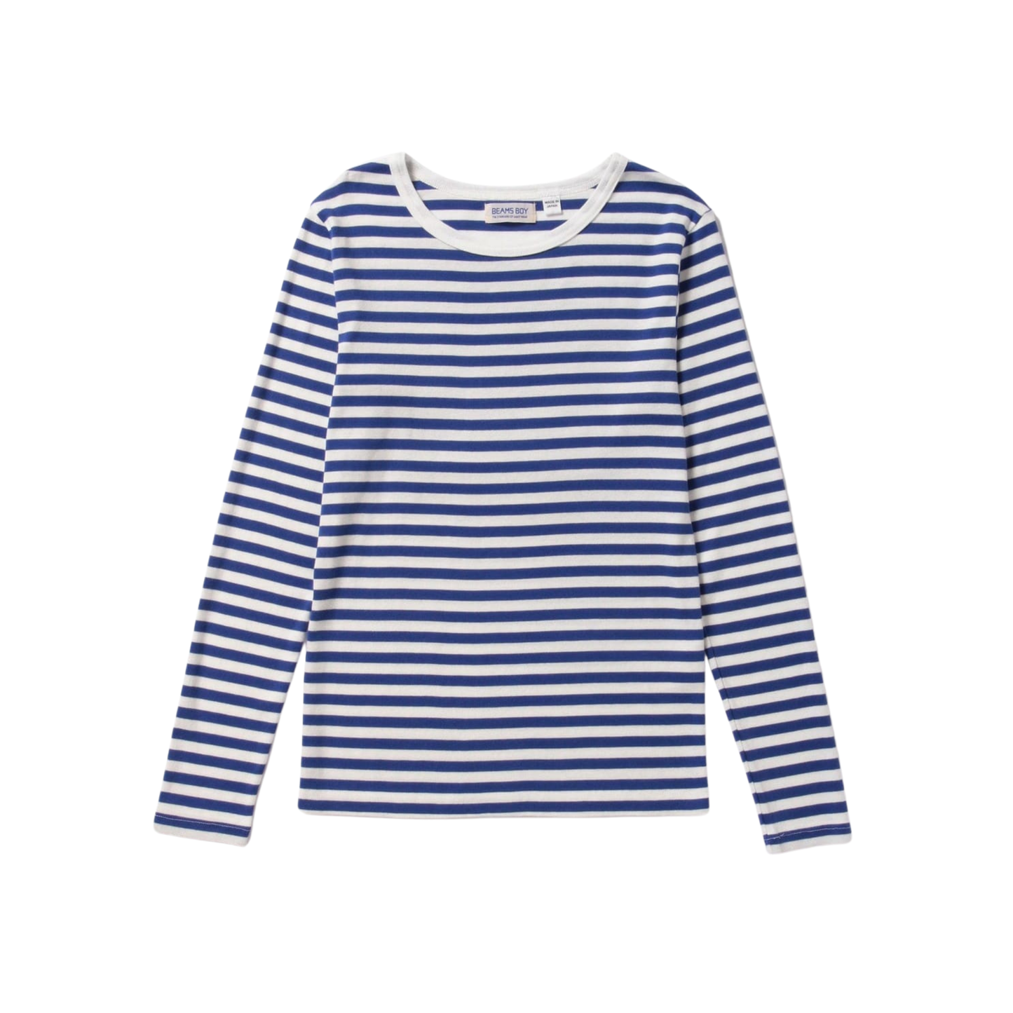 BEAMS BOY - W' L\S Rib Knitted 1cm Stripe T-Shirt