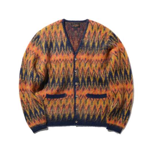 BEAMS+ - Double Jacquard Chevron Pattern Cardigan