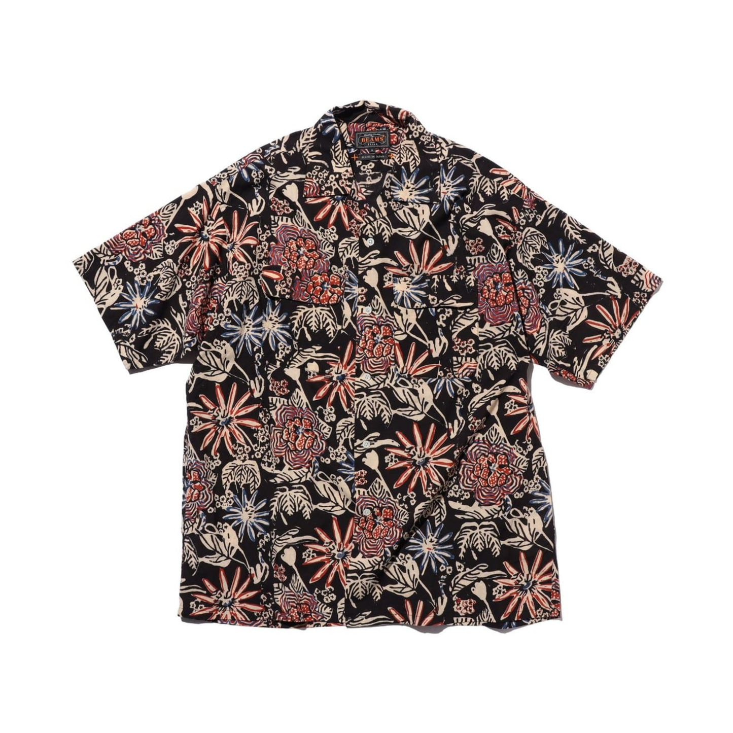 BEAMS+ - Open Collar Block Print Shirt