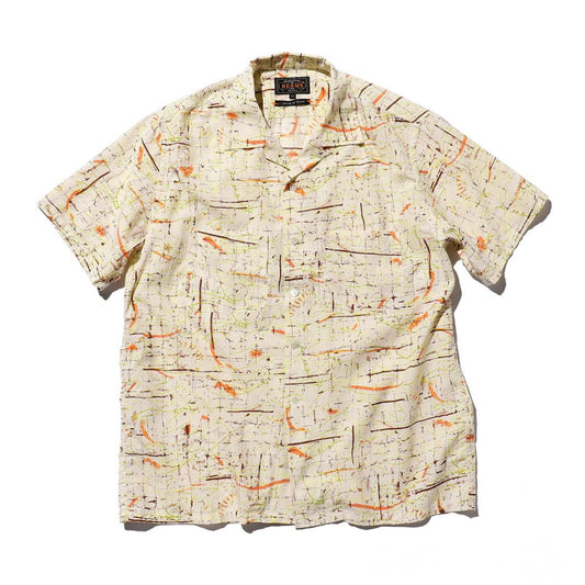 BEAMS+ - Open Collar Rayon Print Shirt
