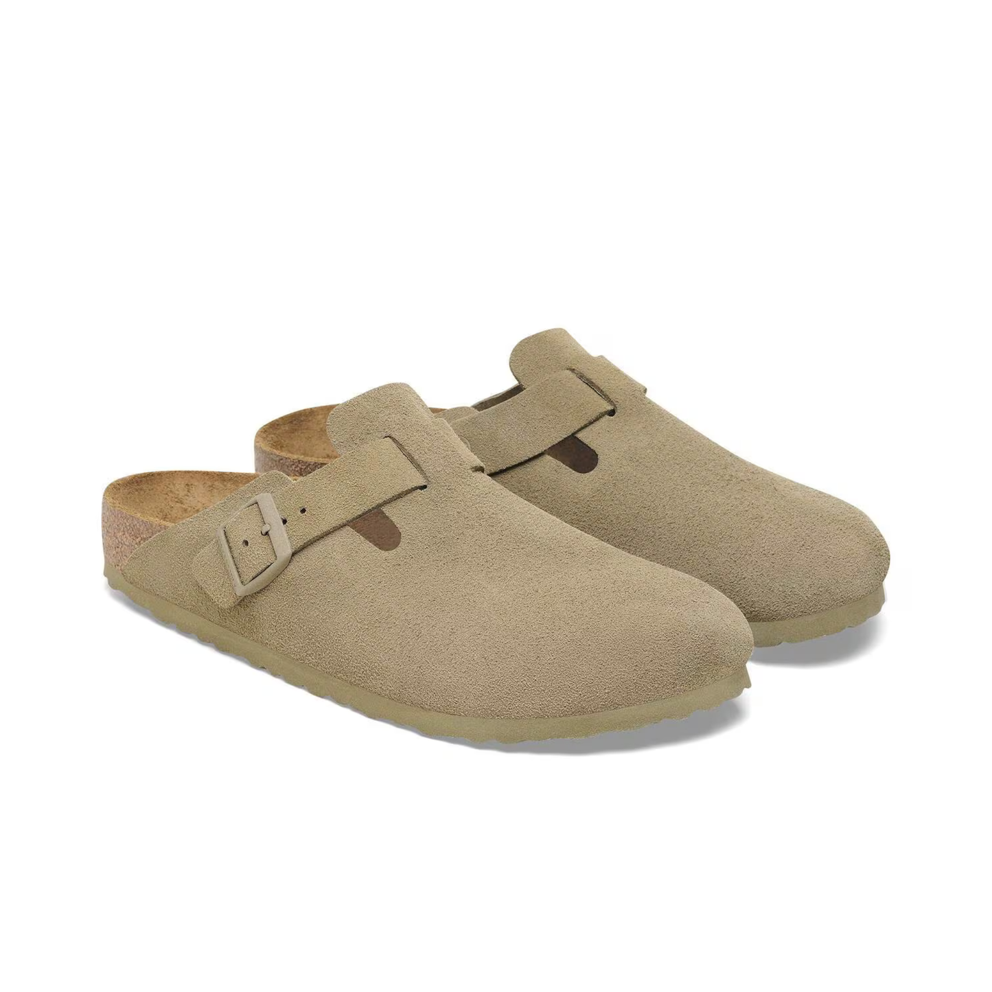 BIRKENSTOCK - Boston Suede Leather Faded Khaki