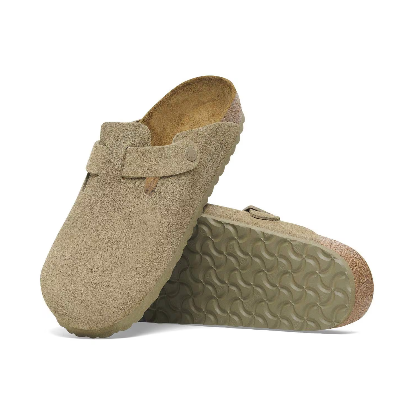 BIRKENSTOCK - Boston Suede Leather Faded Khaki