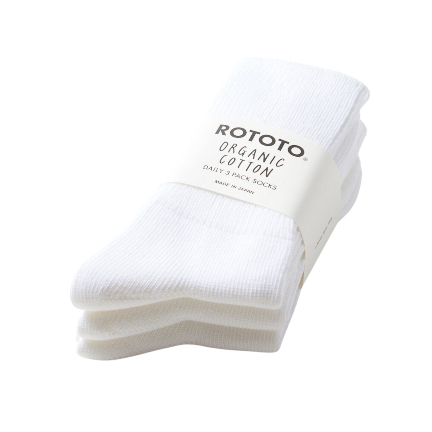 ROTOTO - Organic Daily 3 Pack Crew Socks White