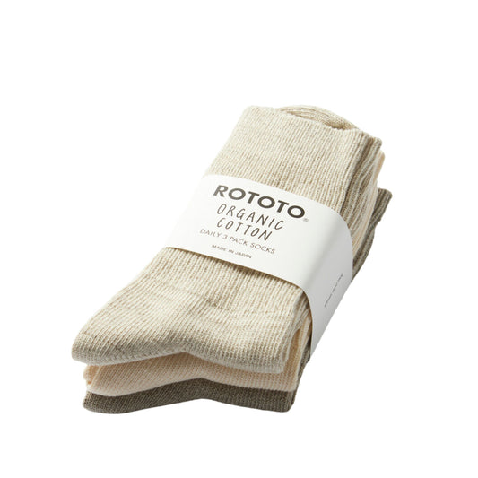 ROTOTO - Organic Daily 3 Pack Crew Socks