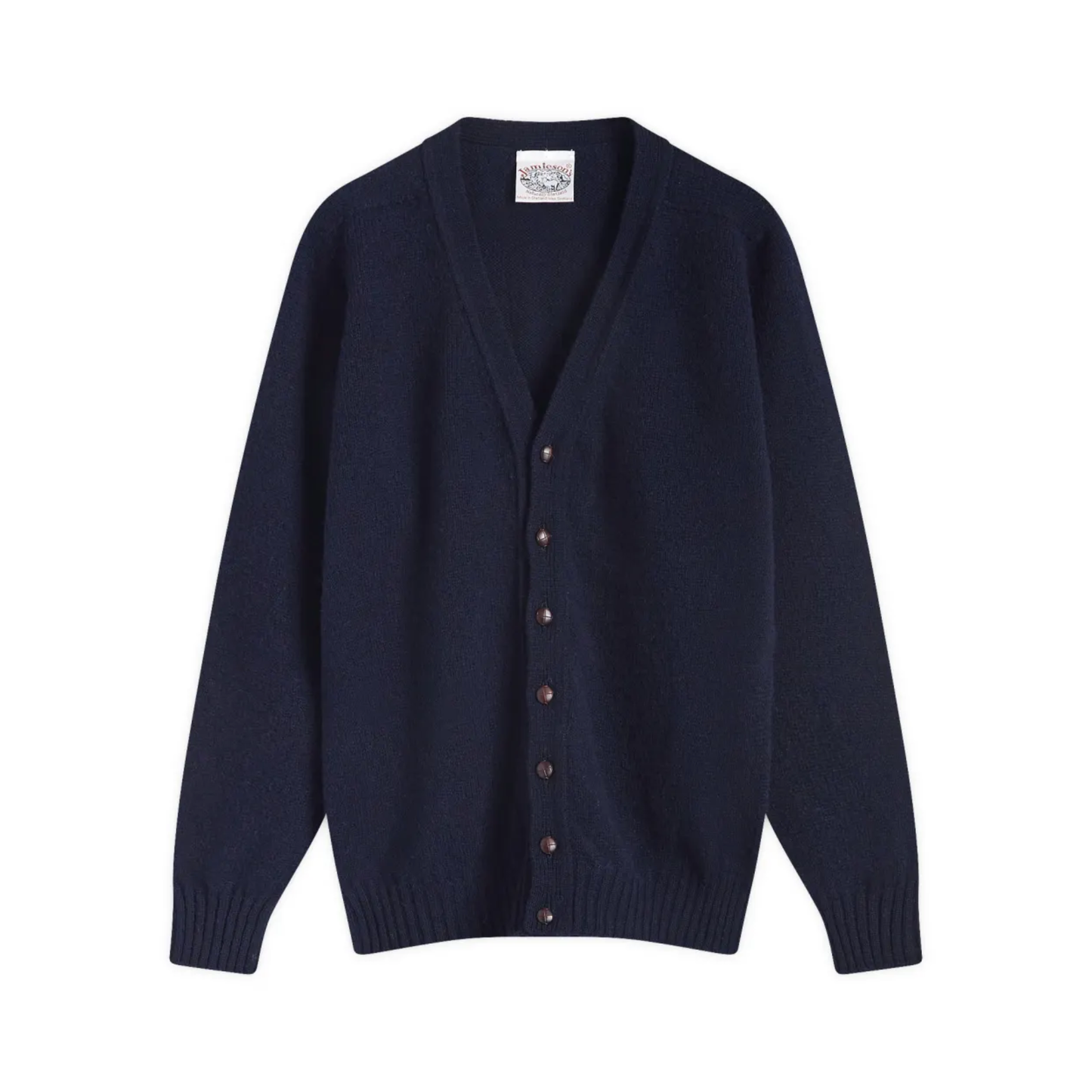 JAMIESON'S OF SHETLAND - Plain Saddle Shoulder Brushed Vee Cardigan