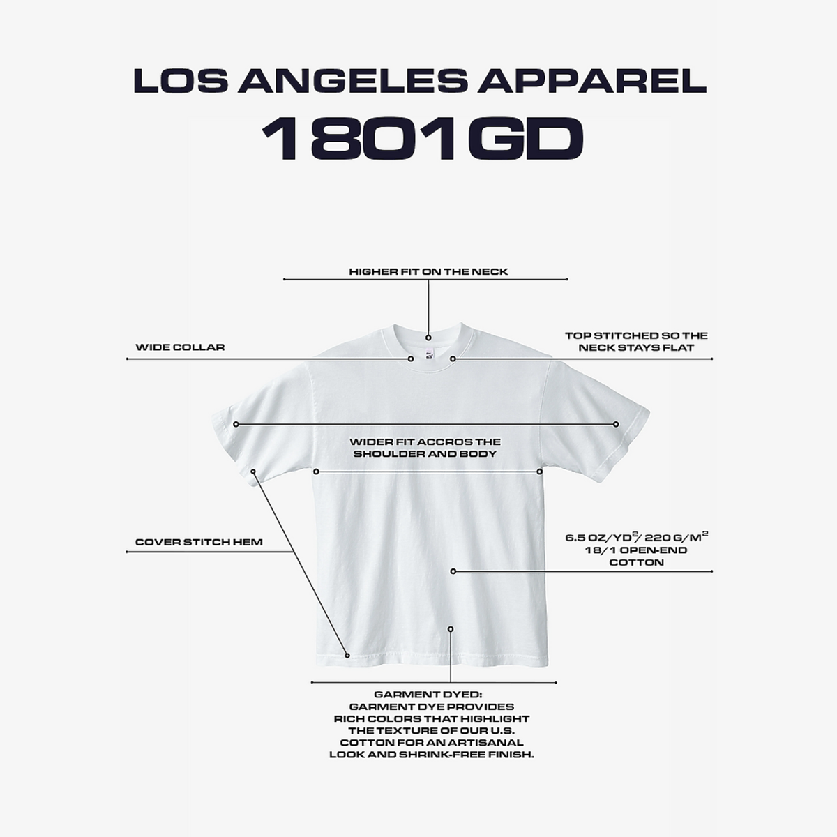 LOS ANGELES APPAREL - S\S 6.5oz Garment Dye Crew Neck T-Shirt