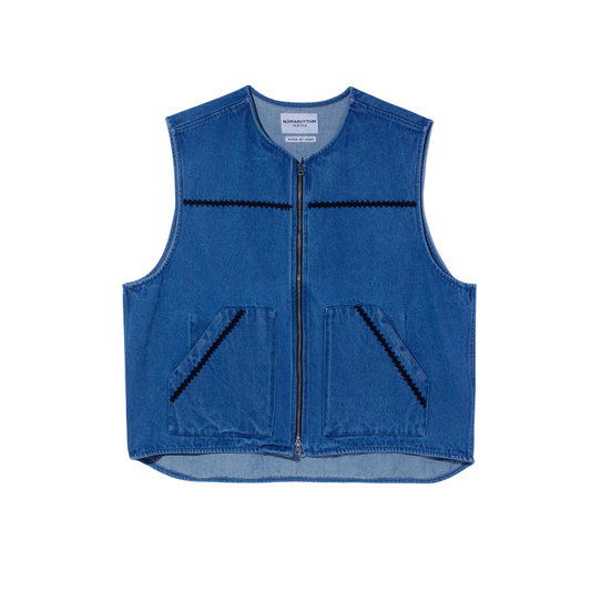 NOMARHYTHM - Trim Embroidery Denim Vest
