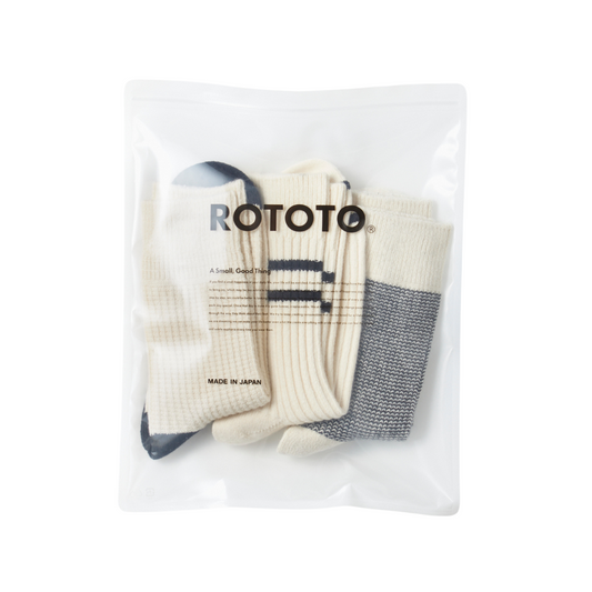 ROTOTO - Recycled Cotton & Wool 3 Pack Crew Socks