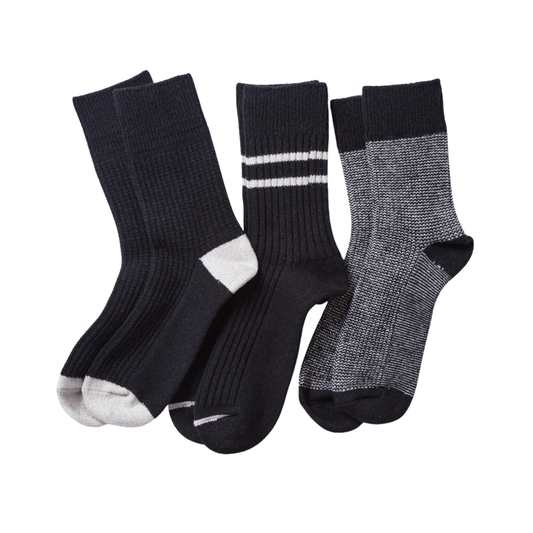 ROTOTO - Recycled Cotton & Wool 3 Pack Crew Socks