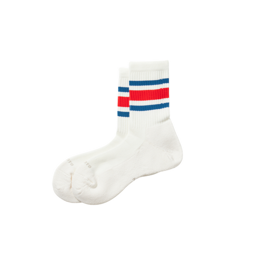 ROTOTO - Washi Cushion Stripe Crew Socks