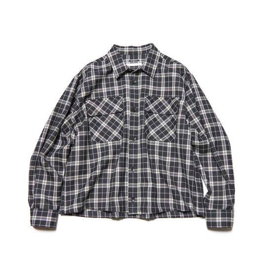 SOPHNET. - Saxony Wool Check Logo Patch Shirt