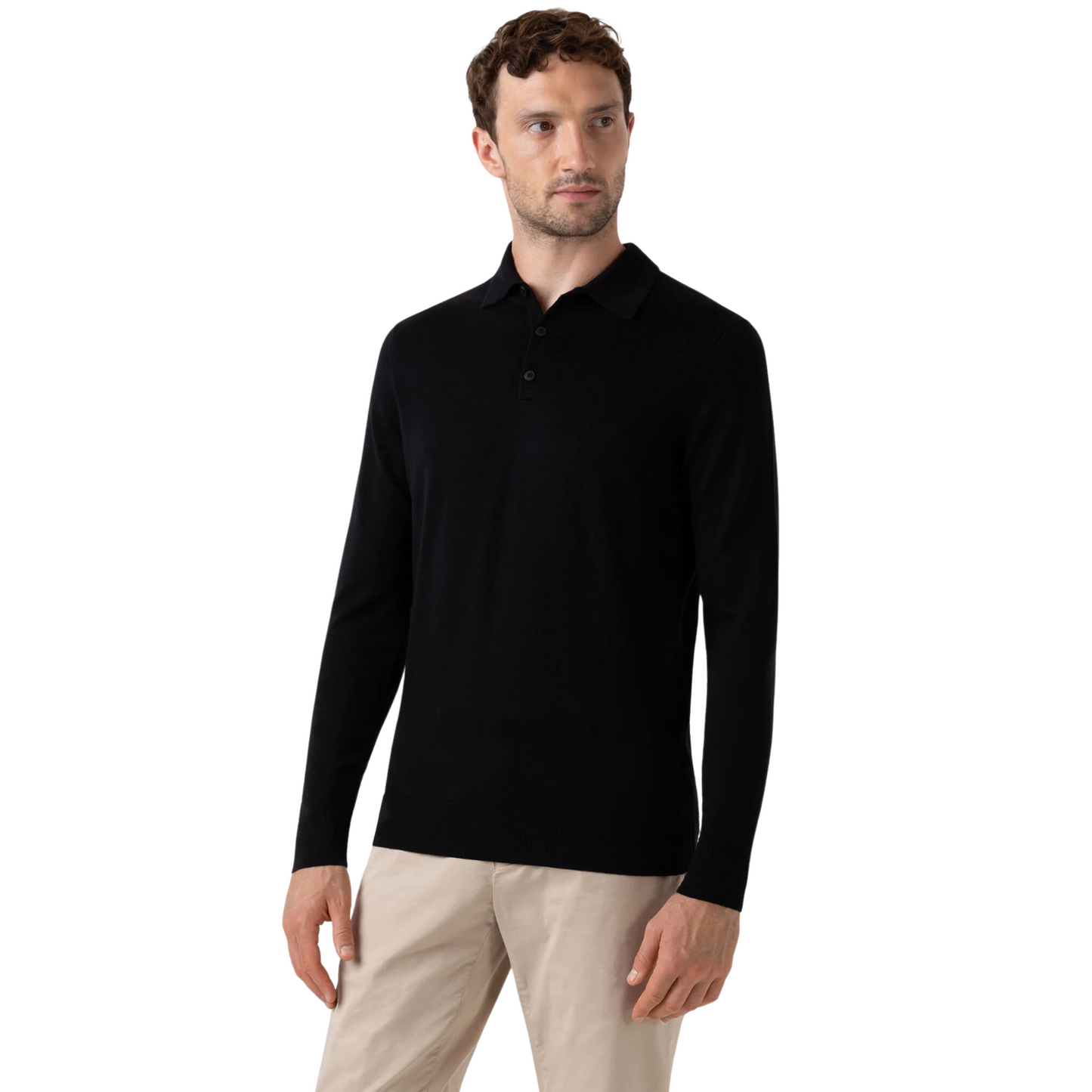 SUNSPEL - Extra Fine Merino Wool L/S Polo Shirt