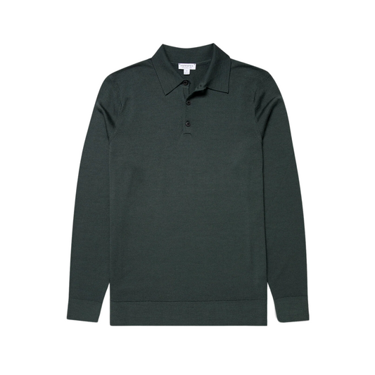 SUNSPEL - Extra Fine Merino Wool L/S Polo Shirt