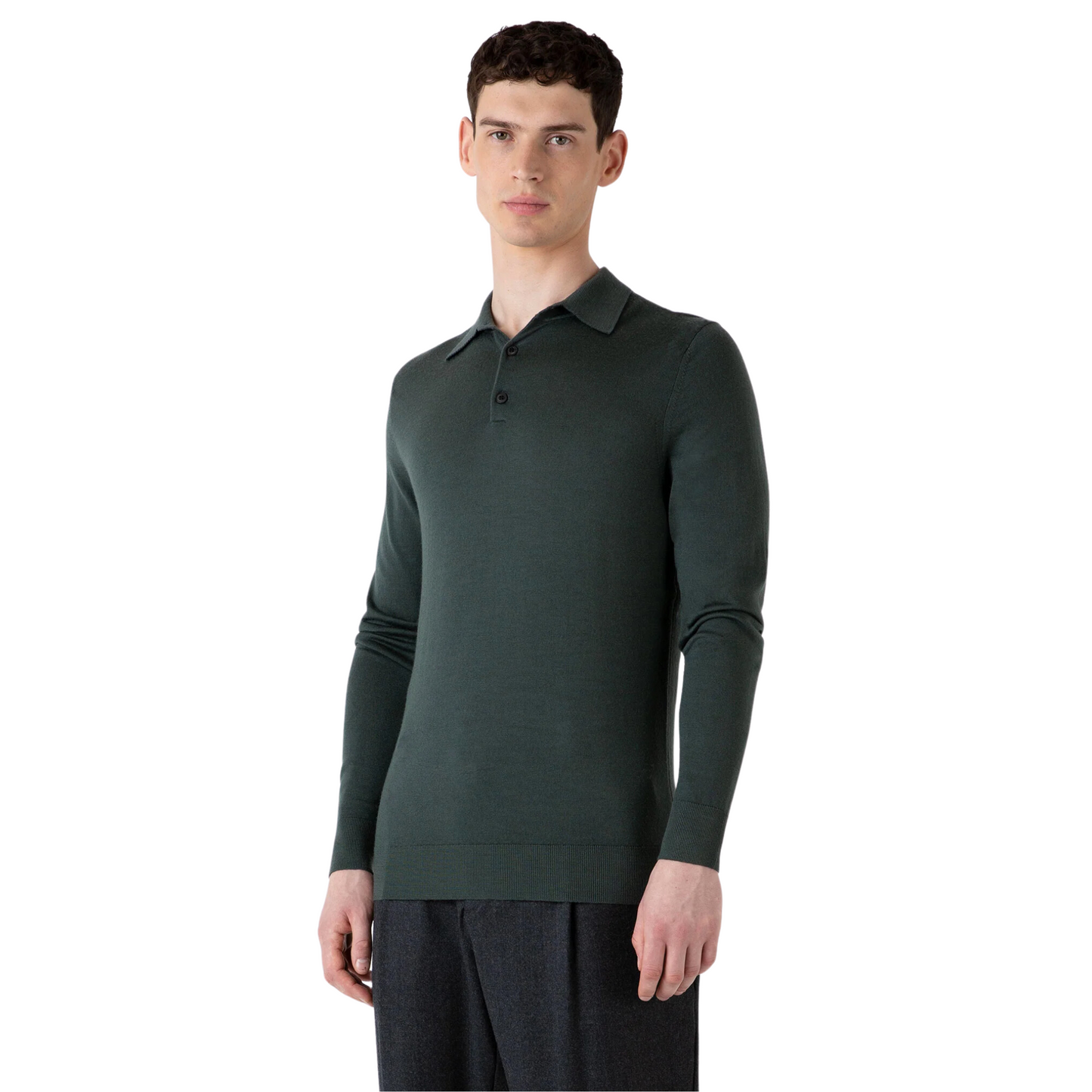 SUNSPEL - Extra Fine Merino Wool L/S Polo Shirt