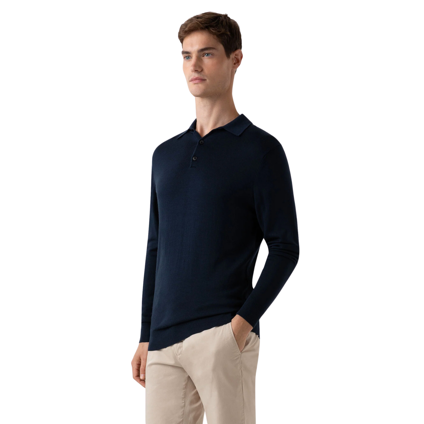 SUNSPEL - Extra Fine Merino Wool L/S Polo Shirt