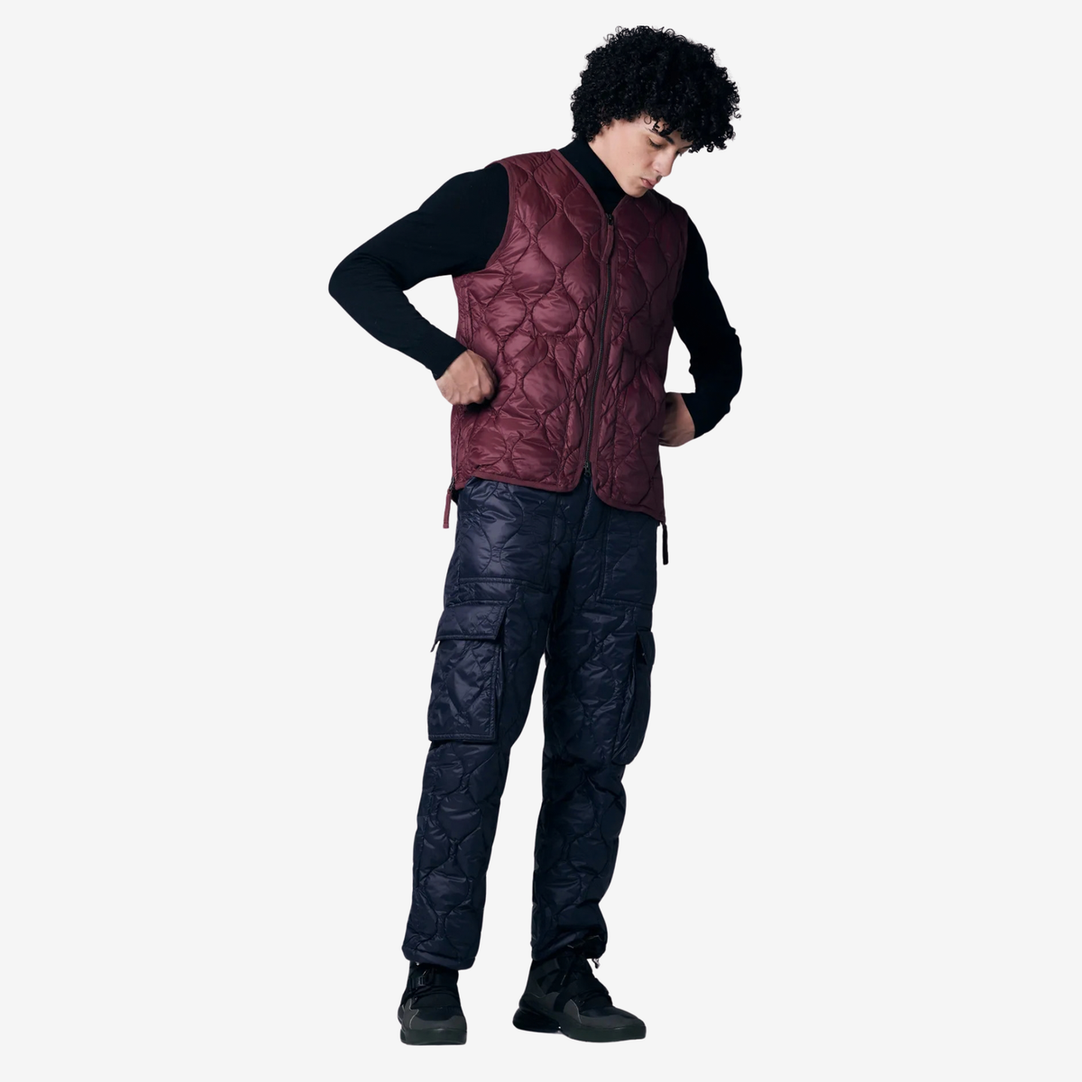 TAION - Military V Neck W-Zip Down Vest (Soft Shell)