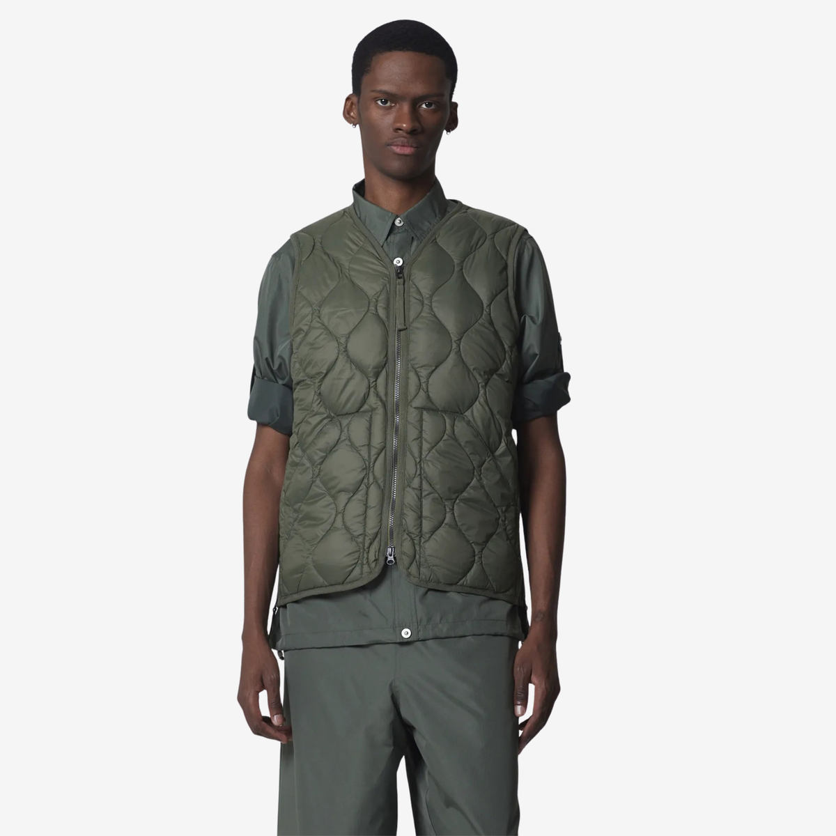 TAION - Military V Neck W-Zip Down Vest (Soft Shell)