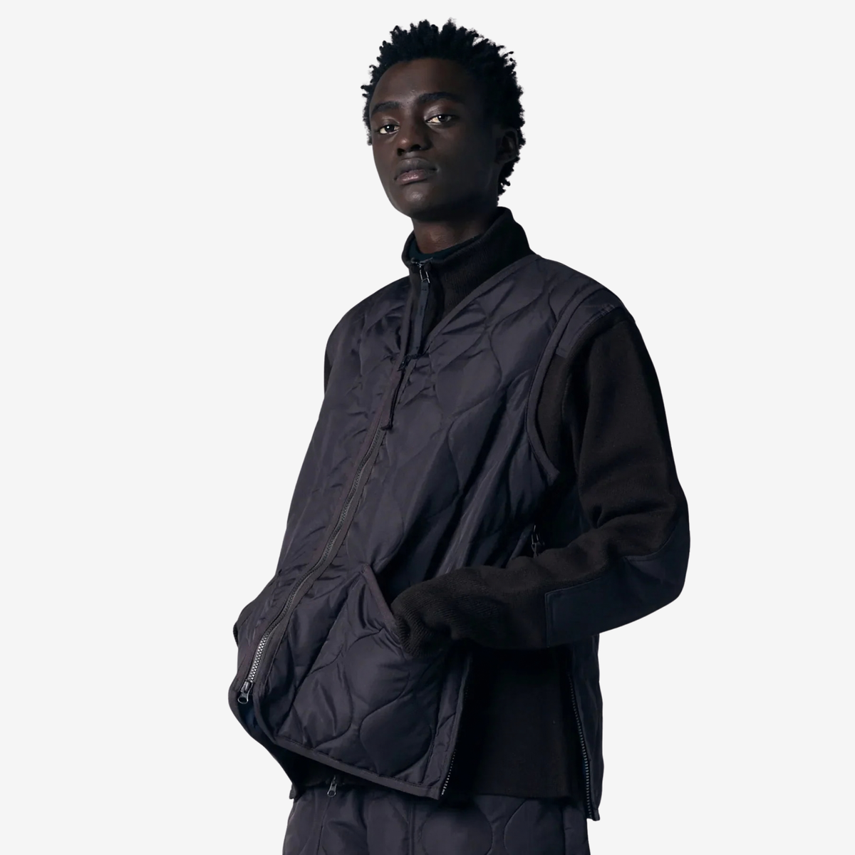 TAION - Unisex Military Zip V Neck Down Vest (Hard Shell)