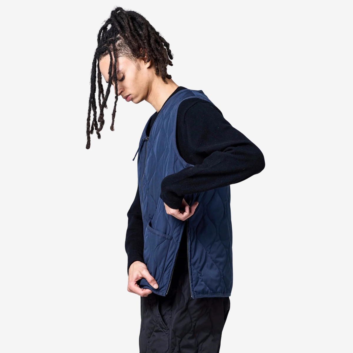 TAION - Unisex Military Zip V Neck Down Vest (Hard Shell)