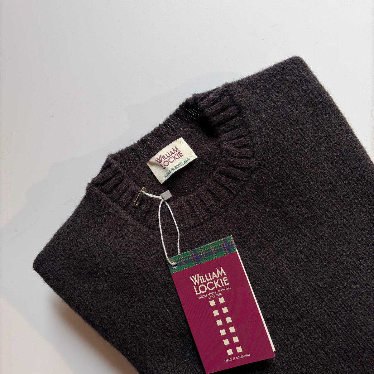 WILLIAM LOCKIE - Artyan Sh Lambswool Crew Dark Oak