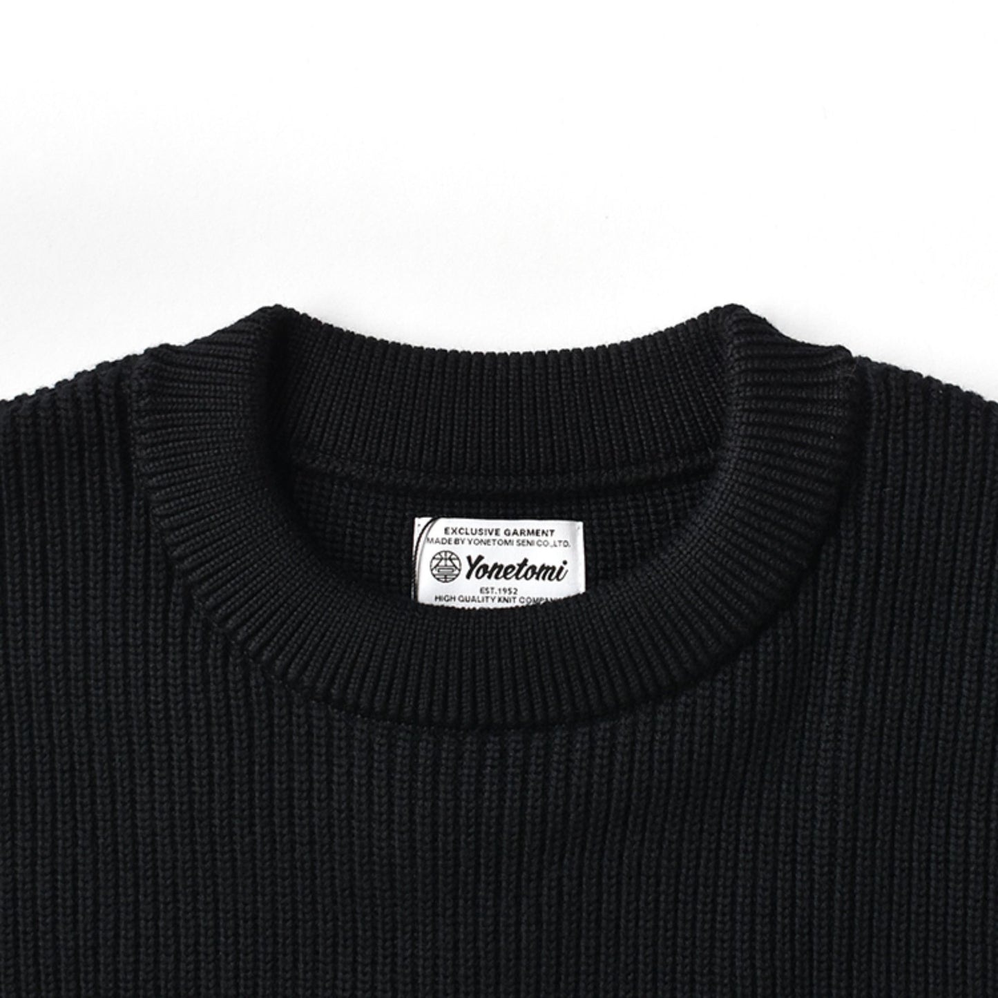 YONETOMI - Ex Fine Wool Rib Knit Pull Over Black