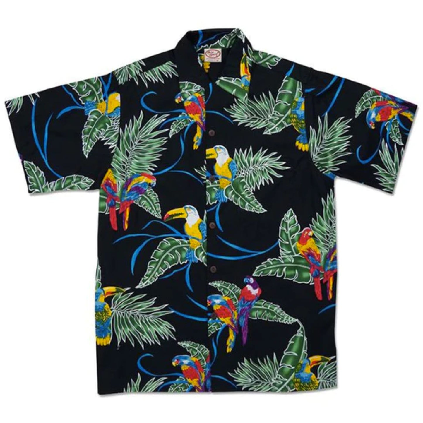 GO BAREFOOT -   Tropical Birds Camp Collar Shirt